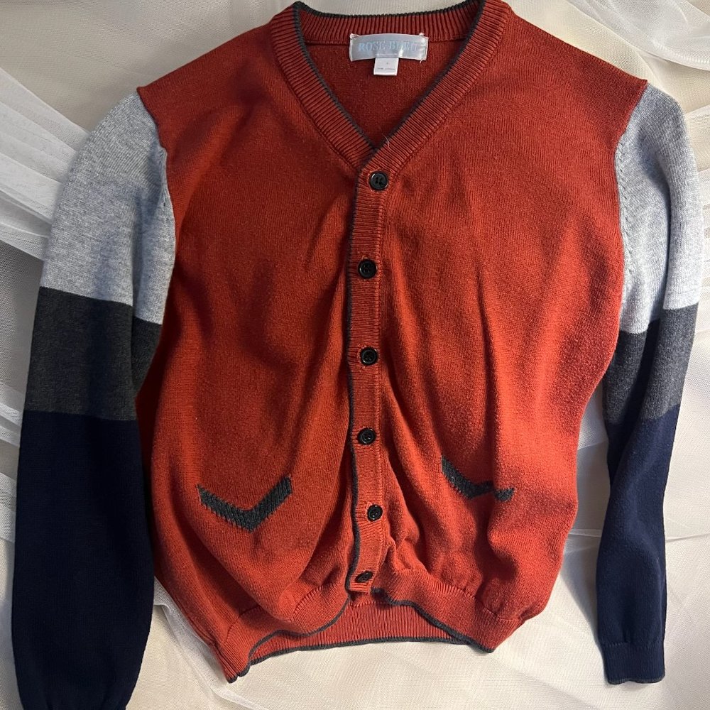 Boys Burnt Copper Cardigan by Rose Bleu